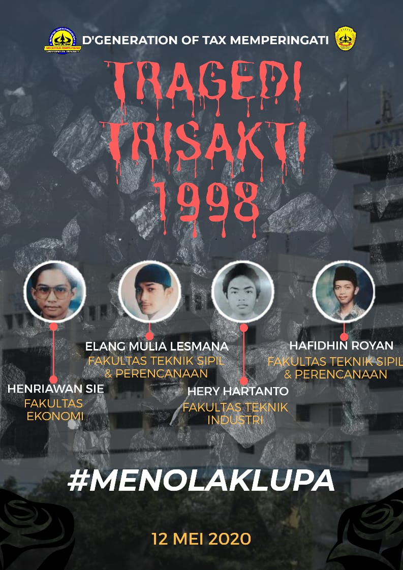 12 Mei 1998, Tragedi Trisakti merupakan simbol dan penanda perlawanan mahasiswa terhadap pemerintahan Orde Baru.

22 tahun telah berlalu, tetapi kami tetap #MenolakLupa