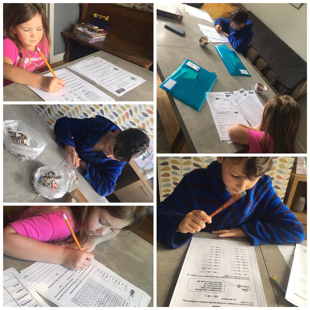 PickwellClaire's tweet photo. Monday.. we did English and maths worksheets, a 200 piece jigsaw and Fraser cooked tea, he did a cracking job on spaghetti bolognaise ! @Wrenthorpe_SCH https://t.co/M6G5vPVcD3