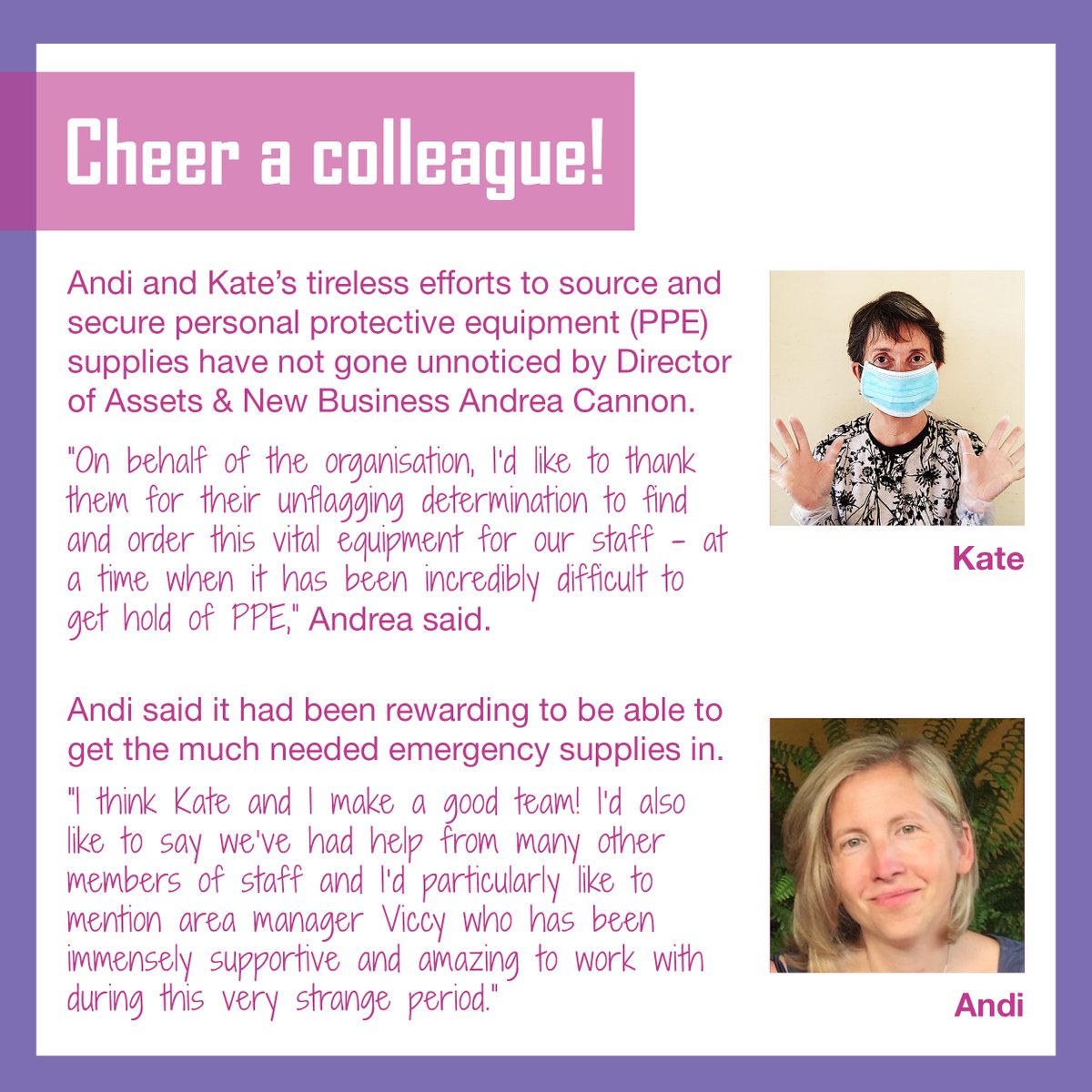 transformhs's tweet image. This #CheeringTuesday we are celebrating Kate and Andi. Together they have been working extremely hard to source PPE for our frontline staff! 
#TuesdayCheer #CheerAColleague #Covid #Covid19 #Coronavirus #ThankYou #ThankYouCoronaWarriors