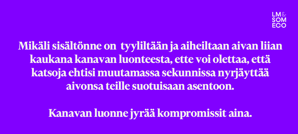 Yrityksen Stories-presenssiä suunniteltaessa on erittäin tärkeää ymmärtää konteksti: ”Kanavan lainalaisuuksia noudattamaton sisältö kyllä erottuu, mutta ei edukseen.” <a href="/kinnusenlotta/">Lotta Kinnunen</a> 

#somecoffee #somefi #stories