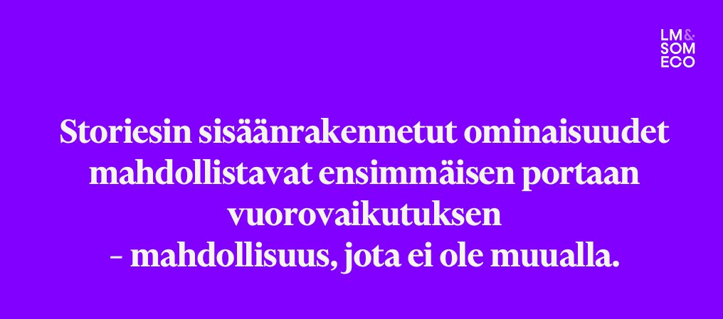 Kun vuorovaikutus on vähenemään päin, kyselytoiminnot auttavat alkuun asiakassuhteen luomisessa. Pieni reaktio on suurempaa reaktiota helpompi saada – muualla kuin Storiesissa näin hienovarainen kädenojennus ei ole mahdollinen. <a href="/kinnusenlotta/">Lotta Kinnunen</a> 

#somecoffee #somefi #stories