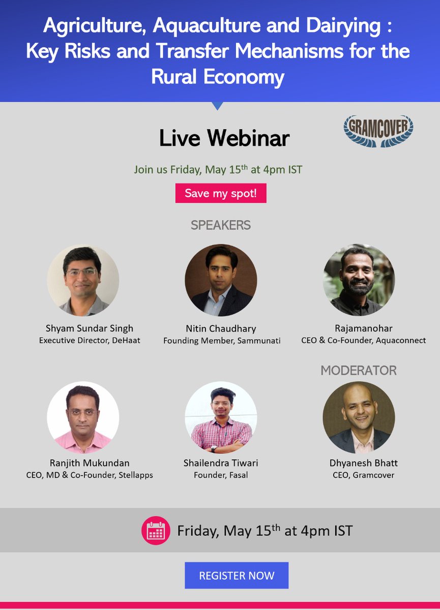 GramCover's tweet photo. In the uncertainty of post #COVID19India, #agriculture has emerged as a beacon of hope, with an expected growth rate of 3% for FY 21. Join @DeHaatTM @rajamanohar @Aqua_Connect @Tiwari_tweets and @stellapps with @DhyaneshTweets. Register now to be a part https://t.co/19mkts2X3k https://t.co/4KQCK07dPO
