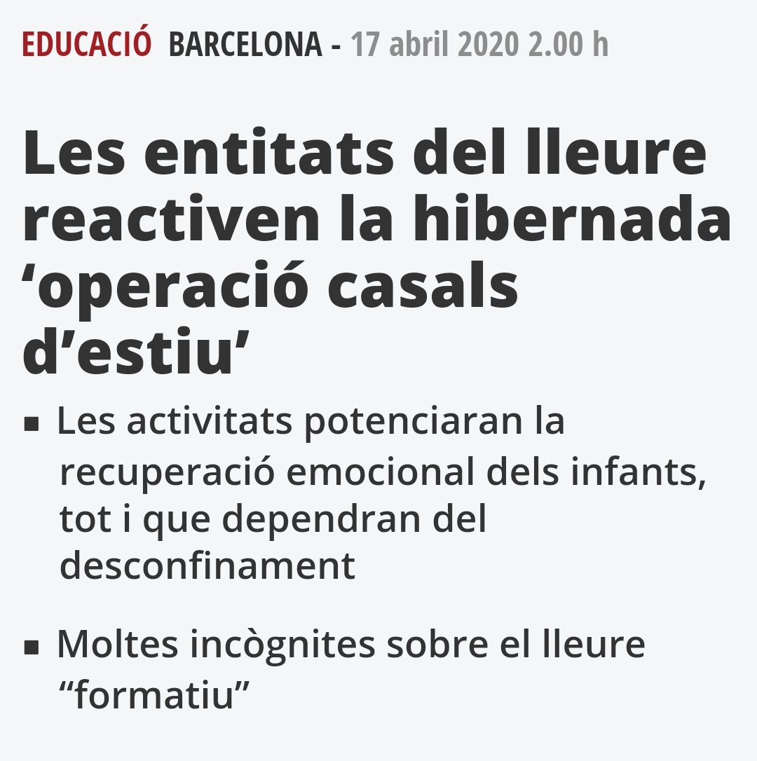 VdeRuben's tweet photo. El conseller Bargalló fa seu el discurs i promet a tot arreu i durant un mes que l'estiu de lleure es farà sí o sí.
Les empreses engeguen la maquinària d'inscripcions i preparació dels casals a la vegada que continuen demanant subvencions. https://t.co/kO2uR9RO62