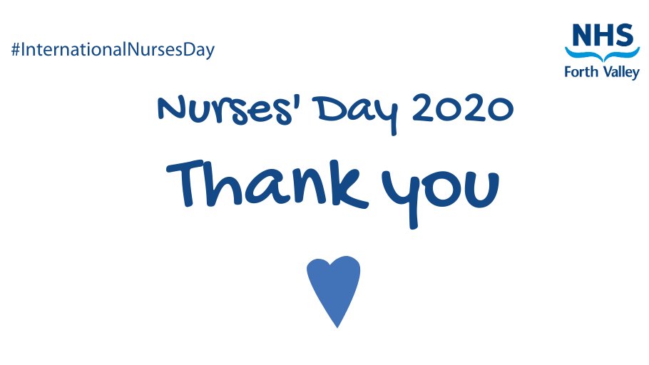 Today is International Day of the Nurse #ScotNurses2020. 

A massive thank you to all our amazing nurses for their skill and dedication.

This year, we are asking you to use the hashtag #NursesDay to say thank you to nursing staff across #ForthValley #TeamNHSFV