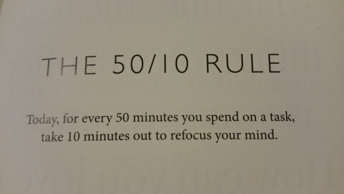 dekebridges's tweet image. Rules...
For ever 50 minutes you spend
on a task, take 10 minutes to
refocus your mind.

#SmartWords #GoodAdvice