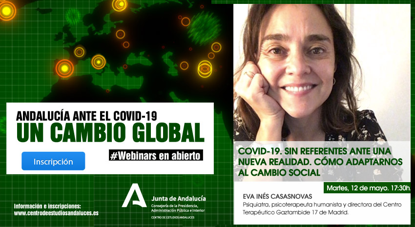 CEAndaluces's tweet photo. Esta tarde tenemos una nueva cita para tratar sobre nuestras emociones y reacciones ante una nueva realidad sin referentes condicionada por la pandemia del #COVID19. Hablaremos con la #psiquiatra Eva Inés Casasnovas. 

👩‍💻#WebinarsCENTRA. 17:30h.
🔗https://t.co/aDBjExMQ8m https://t.co/saUpwBwUbx