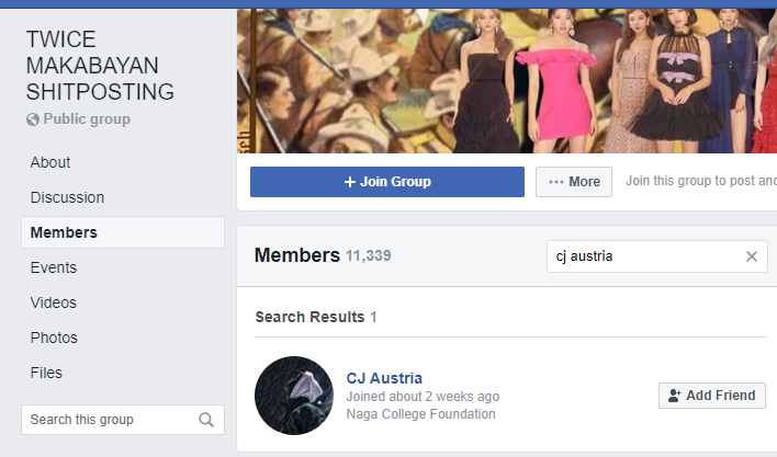 [TWICE Makabayan Shitposting] : a thread on how these server and page lewd TWICEDiscord:  https://discord.com/invite/xNfxUyr Facebook: https://www.facebook.com/groups/1044658112556827(The pics below shows the owner of the server and the page)I'll put the context or translation for every receipts.