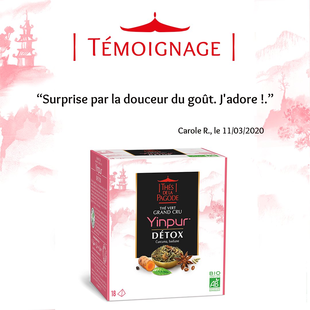 #Témoignage 
"Surprise par la douceur du goût. J'adore !"
Carole R, le 22/03/2020
Yinpur 👉loom.ly/hjIUmFo
#Thé #Bio #Fairtrade #Détox
