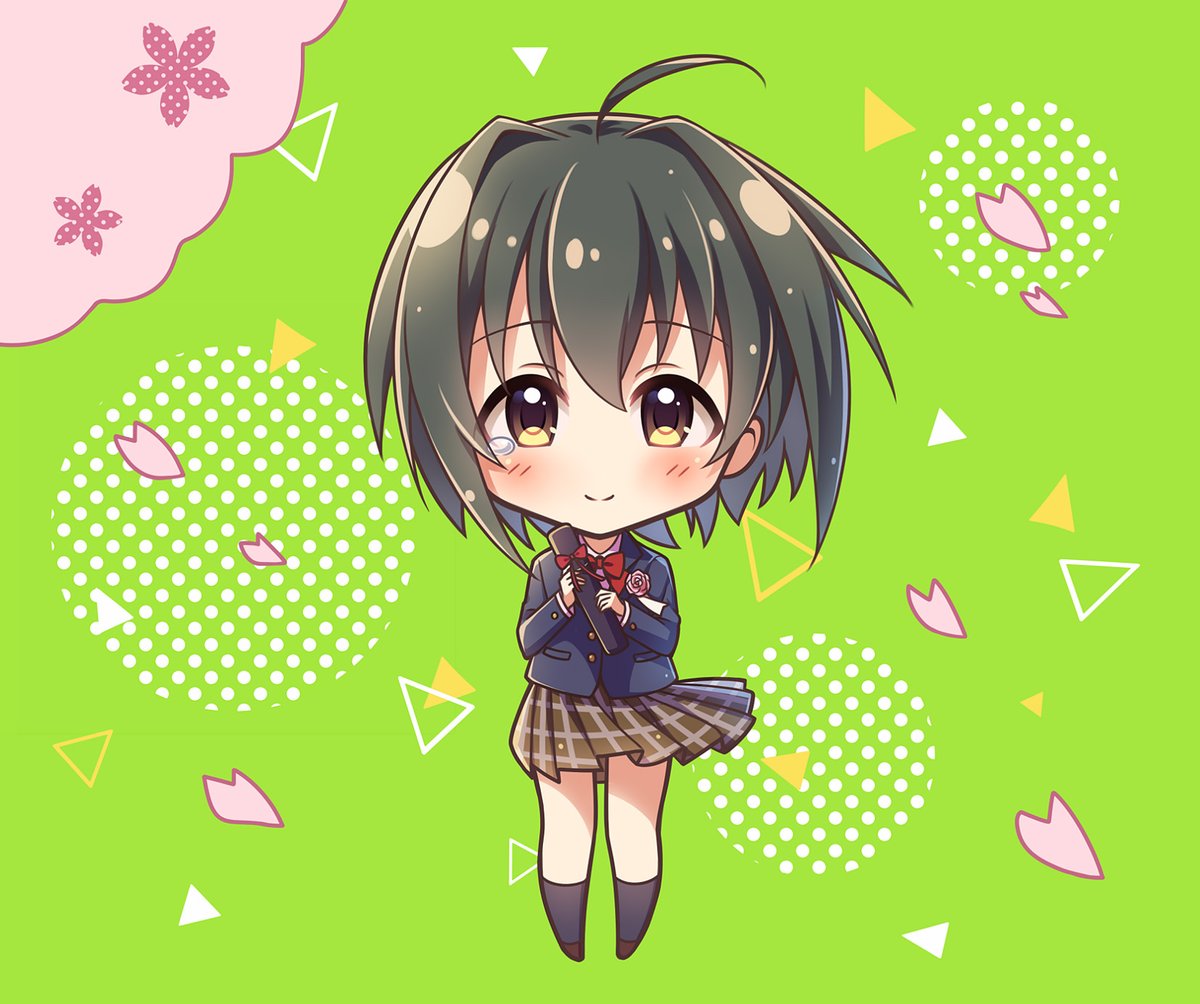小日向美穂 「2019年の小日向ちゃんカレンダーのSD小日向ちゃんたち
1～4月 」|ひびき透のイラスト