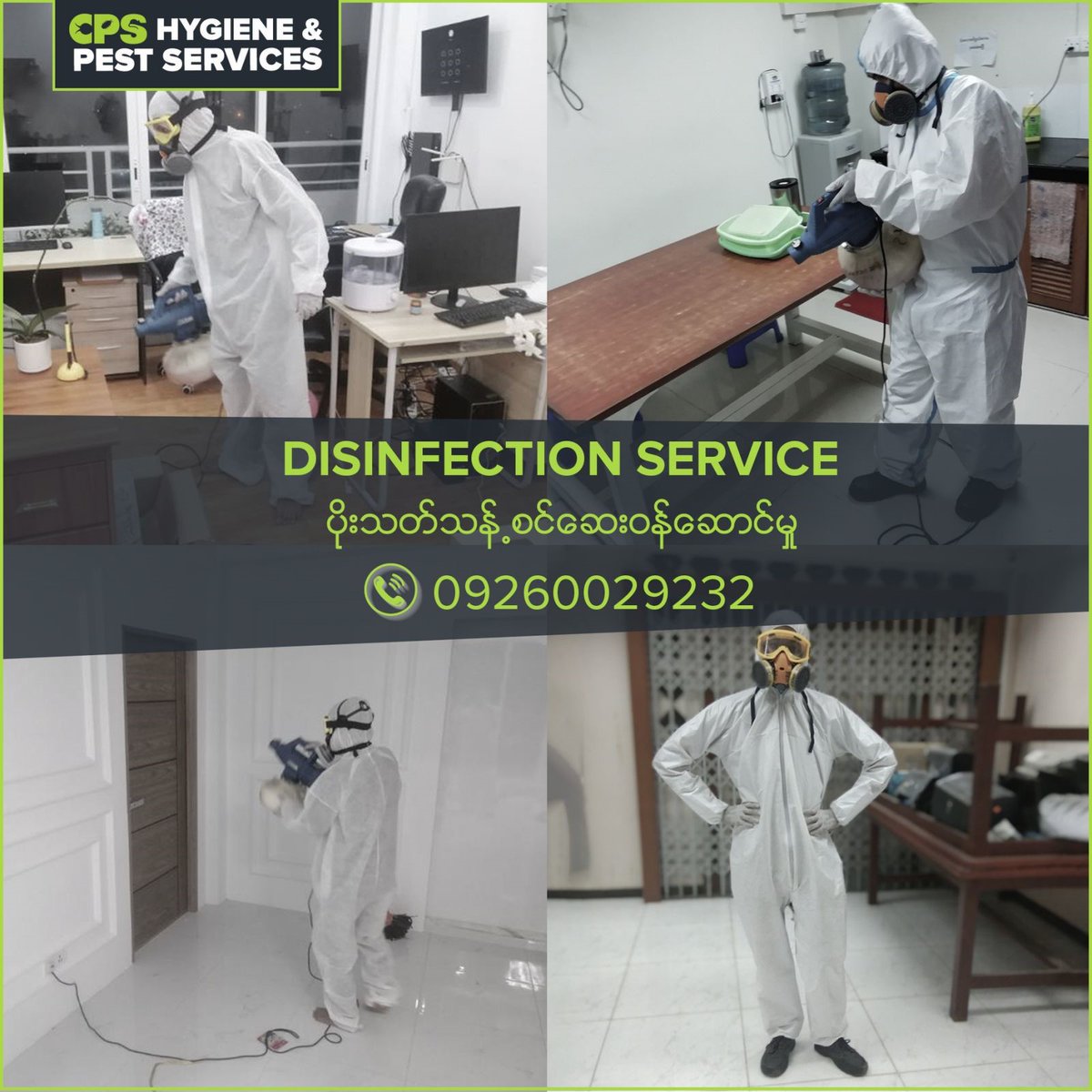 CompPestService's tweet photo. 🦠🚫 Residential and Commercial #Disinfection Service 🚫 🦠
🦾😷 ‼️Now Available in Myanmar‼️ 😷🦾
☎️ Call Us Now ☎️ 09260029232
Thank you for your cooperation and be safe!
#coronavirus #COVID19 #CoronaVirusAwareness #CoronaVirusOutbreak #CPS #CompetitivePestServices #pestcontrol https://t.co/b3qdzOfNwe
