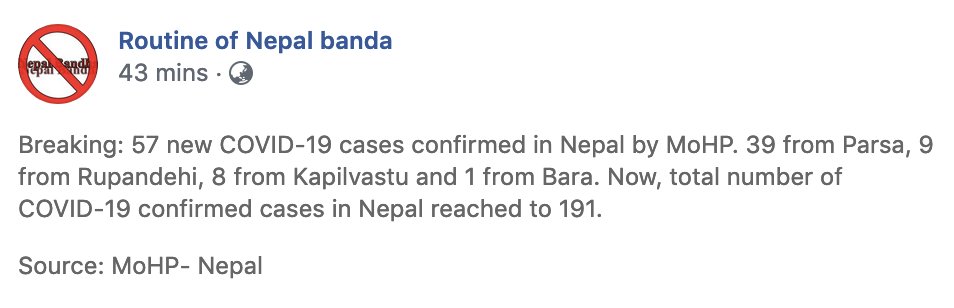 ojhaujjwal's tweet photo. We are approaching 2 months of lockdown and this. It was up to us to BREAK the chain.
2 months should ve been enough to break the chain. Someone with an asymptomatic infection would not have spread it to others, if we had been disciplined. 

We're approaching a disaster.

#Nepal https://t.co/4L8EaBDXfM