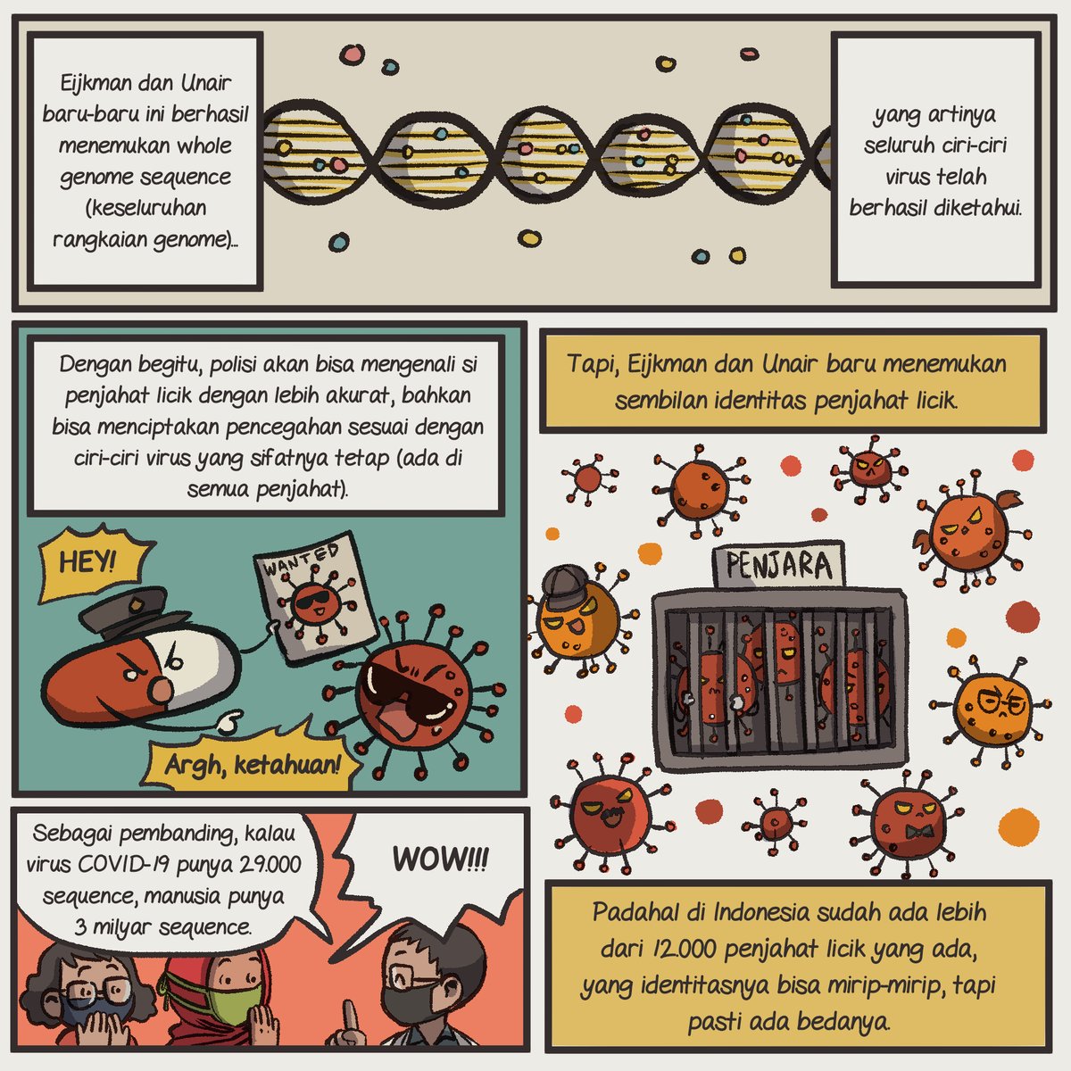 [2/2]

Silakan disebarkan, semoga bisa jadi tambahan pengetahuan buat semuanya :)

Yuk, bantu juga para ilmuwan yang sedang berusaha keras meneliti soal virus ini, dengan #DiRumahAja
dan pakai masker kain kalau terpaksa berpergian! 