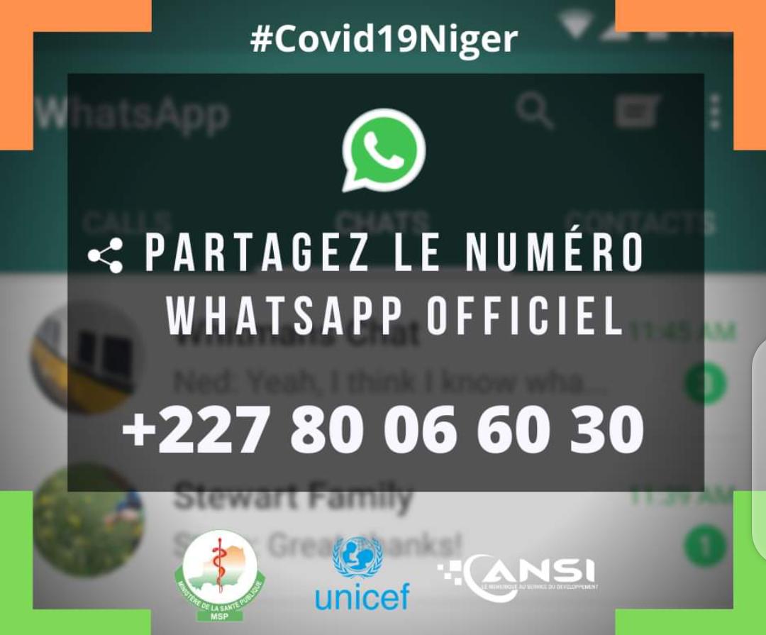 LutteCovid's tweet photo. Le numéro wathsap officiel pour tout renseignements sur le covid19 au Niger . #StopCovid19Niger
Cc @NigerJve  @wateraid  @Unicefniger  @Covid19Niger  @Scoutsduniger  @saniayoub  @Awali https://t.co/NXM857IdIr