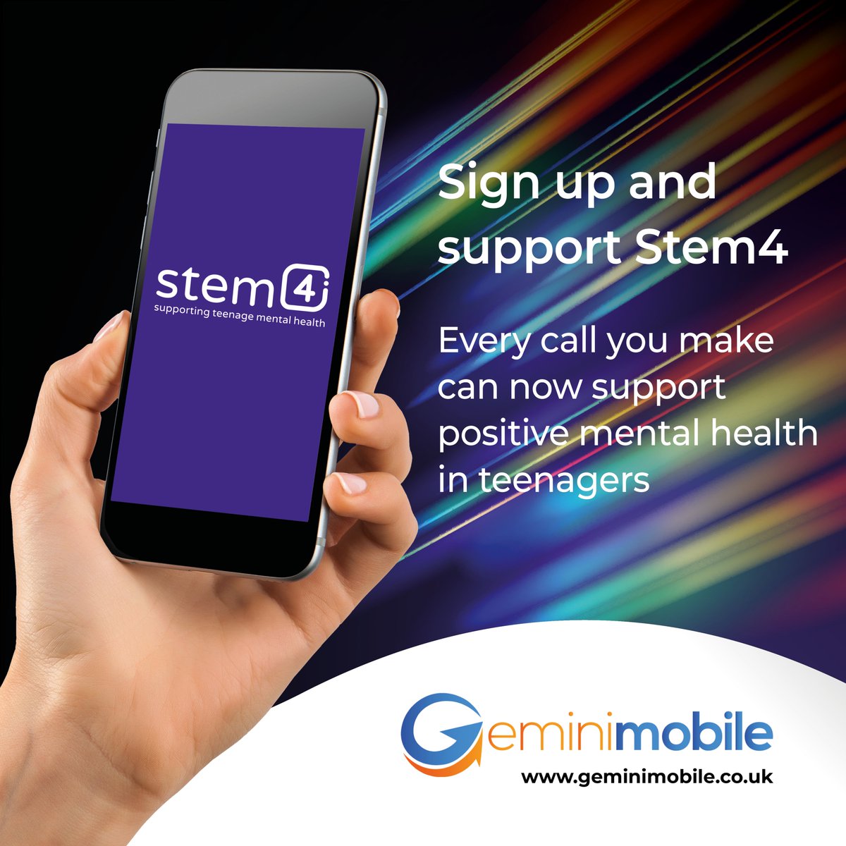 Gemini Mobile (@geminimobileuk) on Twitter photo Get started with <a href="/GeminiMobileUK/">Gemini Mobile</a> today and your monthly spend can help support <a href="/stem4/">stephen munn</a>; a fantastic #charity who focus on teenagers' #mentalhealth & #wellbeing.
Simple, no contract SIM-only deals that make a difference.
Join here: geminimobile.co.uk/charities/stem…
#fundraising #charity Get started with <a href="/GeminiMobileUK/">Gemini Mobile</a> today and your monthly spend can help support <a href="/stem4/">stephen munn</a>; a fantastic #charity who focus on teenagers' #mentalhealth & #wellbeing.
Simple, no contract SIM-only deals that make a difference.
Join here: geminimobile.co.uk/charities/stem…
#fundraising #charity