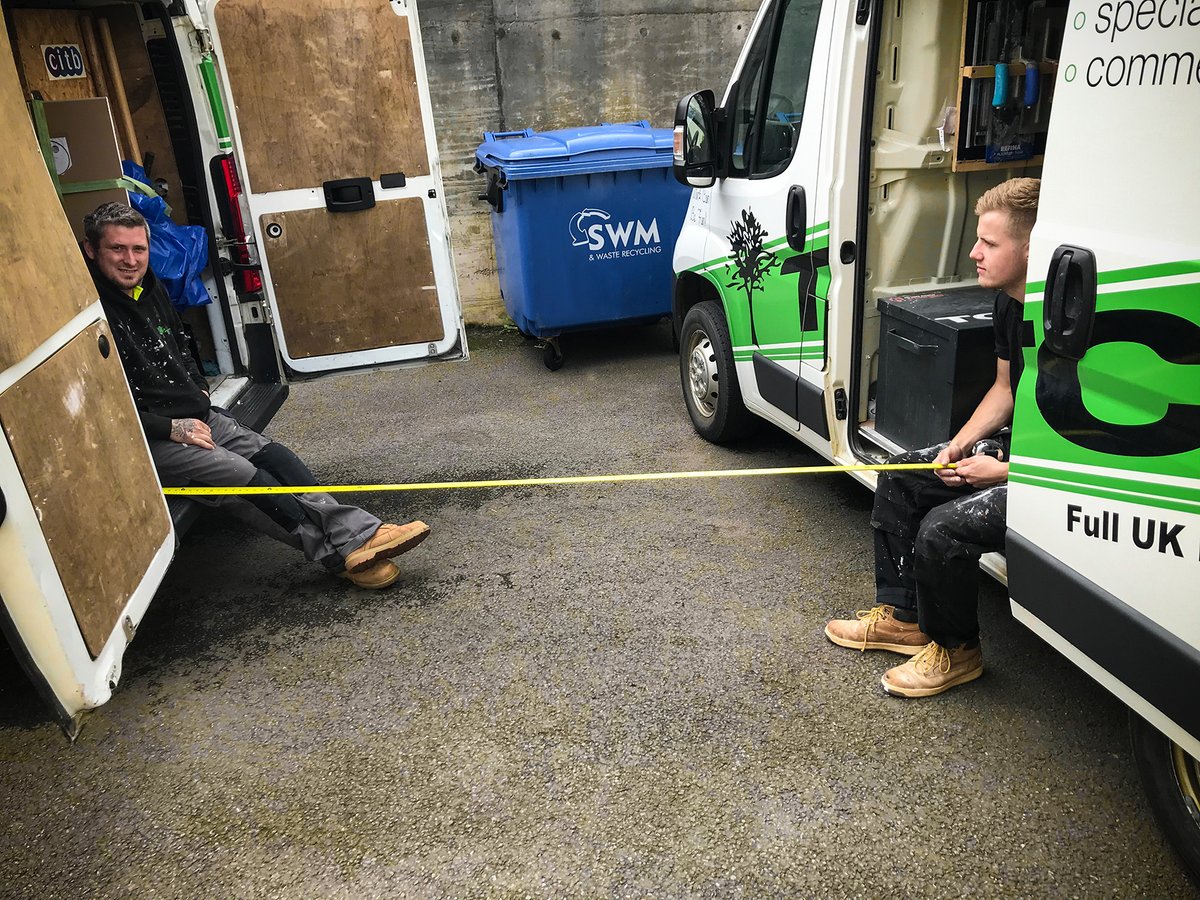 TCiGB's tweet photo. #Backatwork making the most of #socialdistancing in the fine weather at lunch! Our guys proving it's not all queues and face masks - there's sunshine and smiles too. #COVID19 reactive #refurbishment to enable #safe reopening of #offices. #LoveConstruction #StayAlert #SaveLives https://t.co/3ziAAXdLJJ