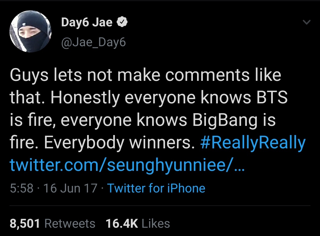Throwback WINDAY 14Jae once tweeted and used Winner and Really Really as word puns. My intellectual boy  #WINNER  #위너  #DAY6    #데이식스  