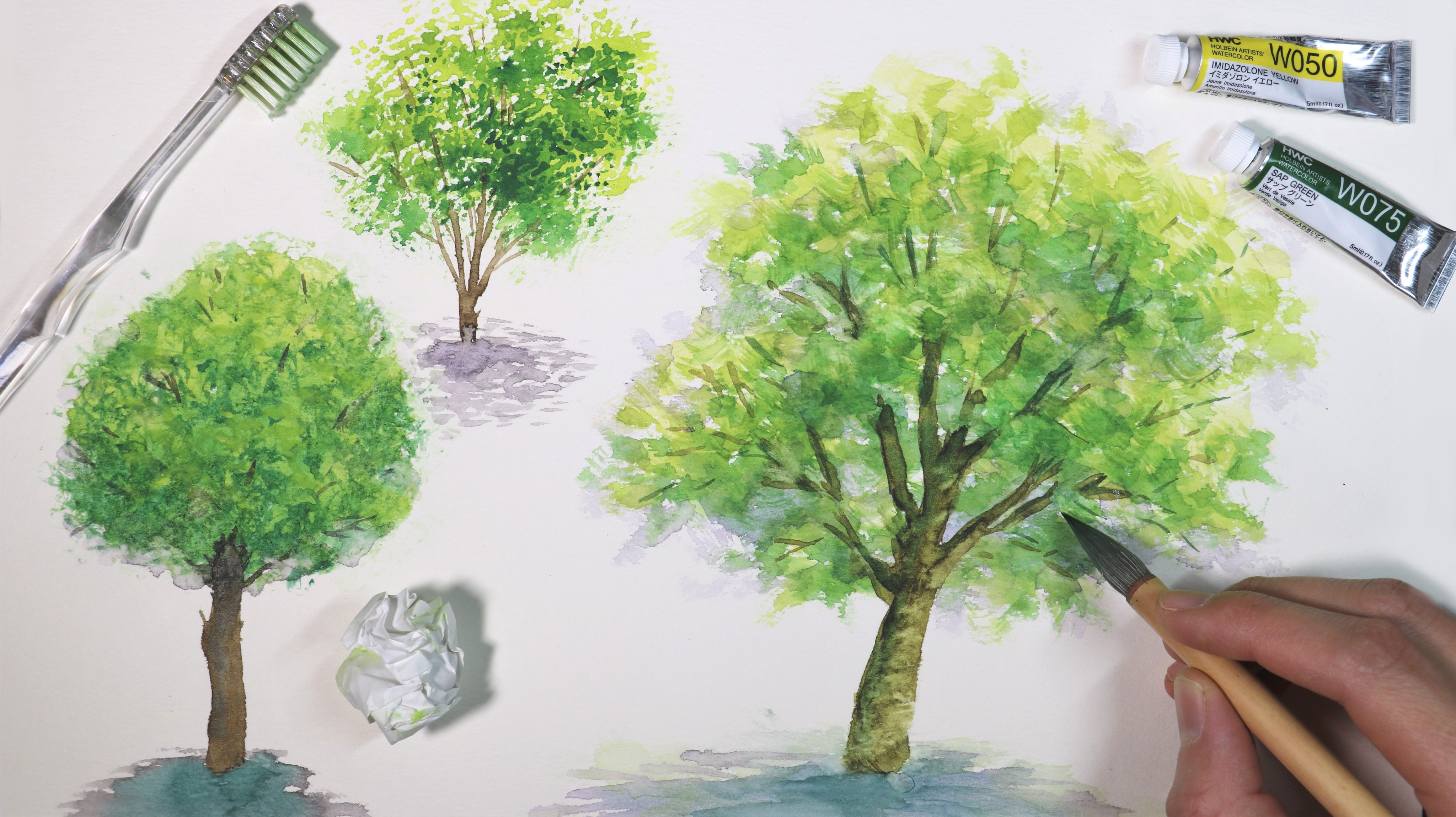 水彩画で秋の木の実を描く - YouTube