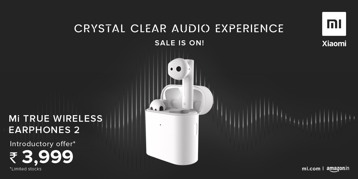 manukumarjain's tweet photo. The sale is on!😍

Mi fans,it's time to get your #MiTrueWirelessEarphones2.

Available at https://t.co/pMj1r73VxA, @amazonIN, Retail stores, and our new hyperlocal platform - https://t.co/veg50WFx7K.

RT🔁to spread the word.
2⃣0⃣0⃣0⃣ RTs &amp; I will GIVEAWAY 2 of these.

#Xiaomi ❤️ https://t.co/9Yz3r2LlKj