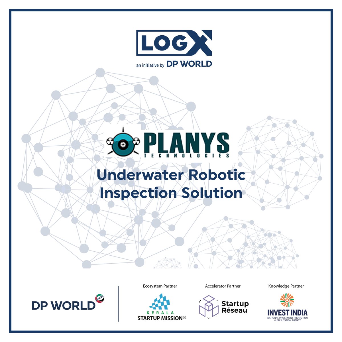 LogXAccelerator's tweet photo. 7/10: Meet @planystech, provides underwater inspection and survey solutions using indigenously built remotely operated vehicles (ROVs). They are testing and inspecting the port assets which are submerged under water at DP World terminal in Nhava Sheva. https://t.co/S54K5tCmdT