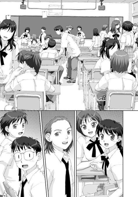 「ボクのふたつの翼」から、台詞フキダシ無し絵、その,41
この漫画はペン入れした原稿(線画)をスキャナーでMacに取り込んでPhotoshopで彩色から仕上までしています

モブシーンは描くの大変なんです
凄い人数描いてる漫画見たらめちゃくちゃ尊敬してしまう(>▽<) 