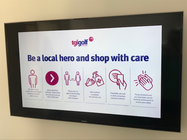 TGI_RickyGray's tweet photo. Social distancing POS signage is now available to download on #MyTGI💻

As we prepare for a return to golf, keeping yourself, the staff and the customers safe is paramount🚨

If you need help with safety measures or traffic flow, get in touch👥

#TGIGolf #AlwaysThereWhenYouNeedUs https://t.co/QvBx9Rr89H