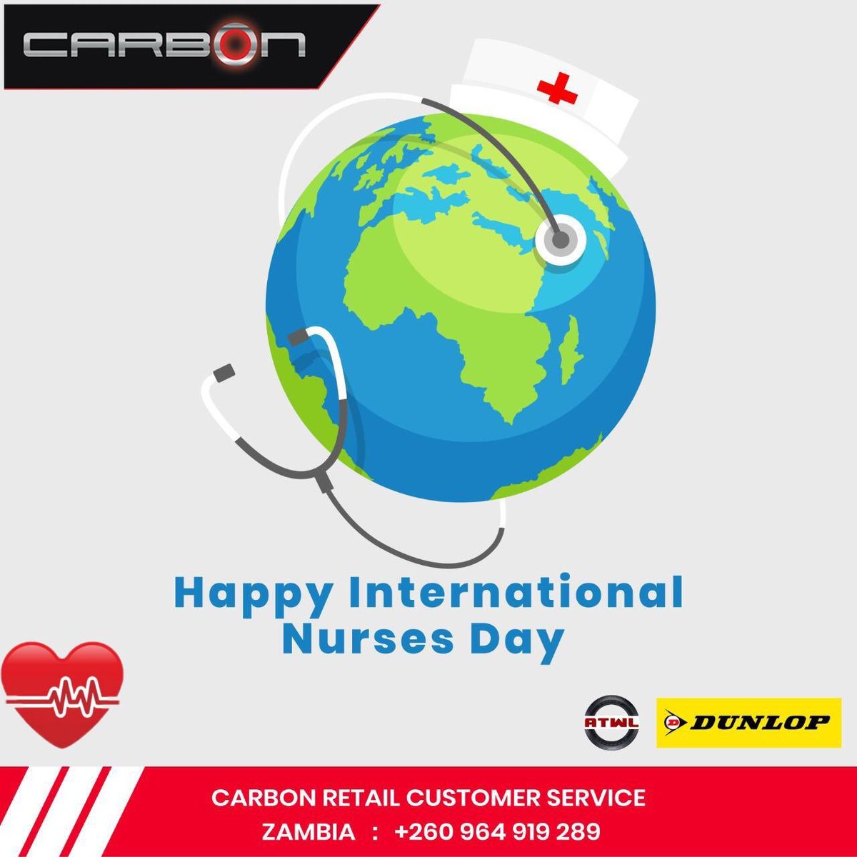 AtwlZambia's tweet photo. Save one life, you are a hero. Save one hundred lives, you are a Nurse💙  Happy International Nurses day to the dedicated individuals who make a positive difference everyday, everywhere. #CarbonRetail #DunlopZambia https://t.co/Ae5WePLm0C