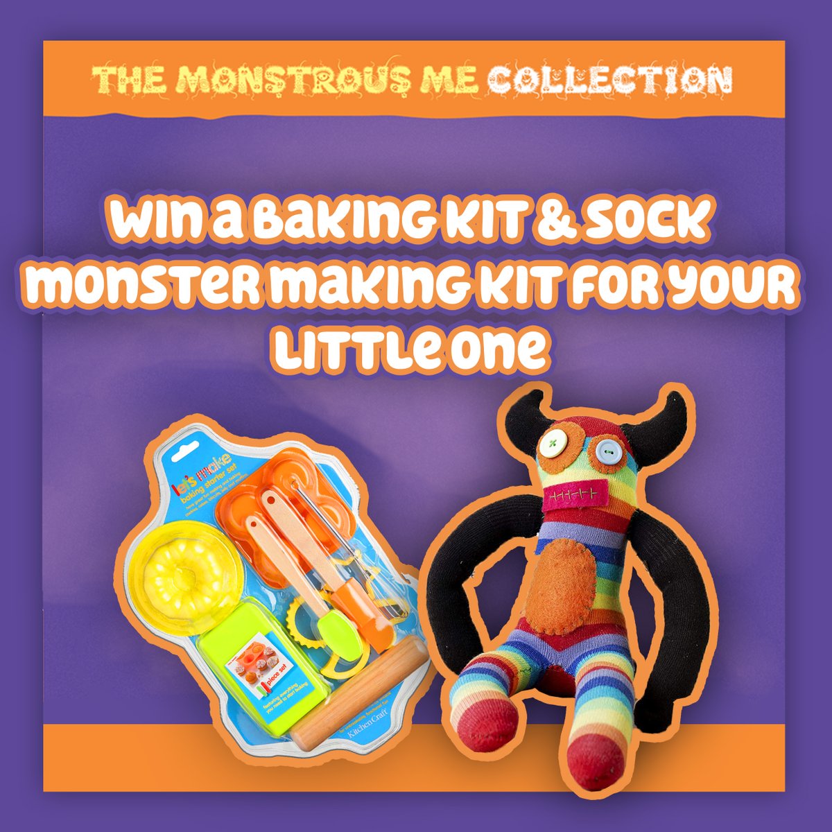 BillingReeves's tweet photo. It’s 1 week since the launch of My Mummy is a Monster. To celebrate I'm giving away 1x Monster Baking Kit &amp; 1x Monster Sock Making Kit. 
To enter;
👾 RT this post
👾 Reply with why you'd love to win
#Competition ends midnight 19th May. Winner will be announced 20th May. Good luck https://t.co/GogZZTOiFS