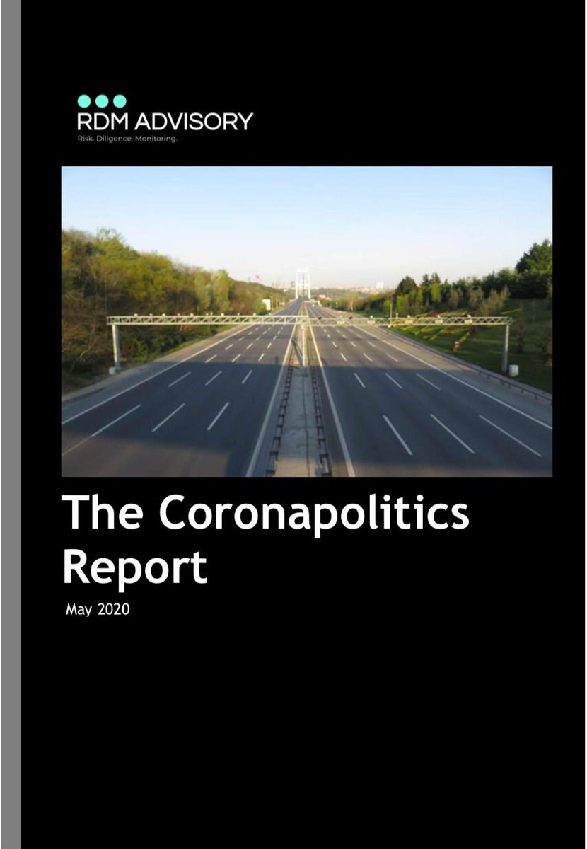 RDMAdvisory's tweet photo. “The Coronapolitics Report” is out! It covers the #coronavirus pandemic from a political risk angle. Themes:
🔸Authoritarianism and Civil Unrest 🔹Alliances and Diplomacy
🔸War and Terrorism &amp; 🔹Protectionism in EU, MENA &amp; Asia. Enjoy! #thesedayswillpass https://t.co/YGo4KccWy6 https://t.co/Y5GVoLJBl8