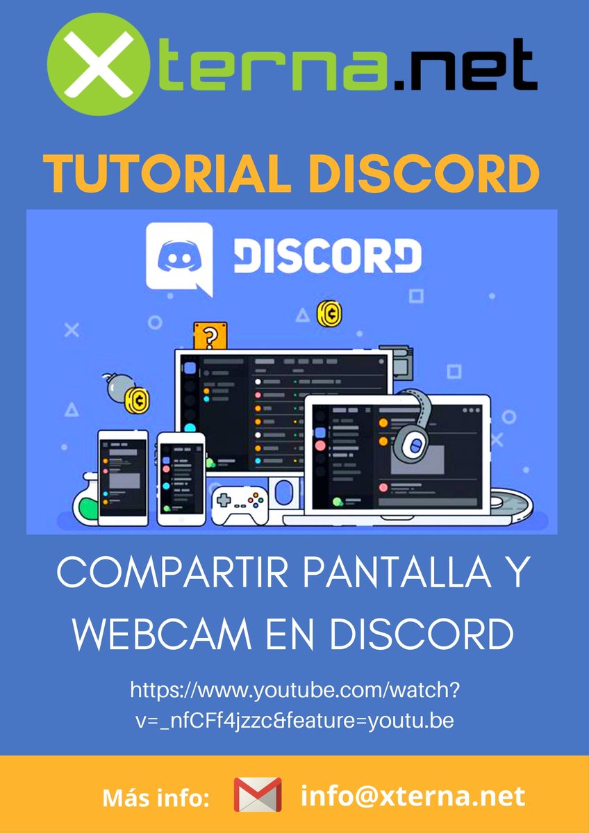 infoxterna's tweet photo. Aprovecha nuestro 2º video de Discord, y aprende como compartir pantalla y webcam.
Más info en el siguiente enlace: https://t.co/upcJYZLbXV

#Discord #Xterna #Tutorial #Youtube #Webcam #CompartirPantalla https://t.co/Zw4mnDm4gc