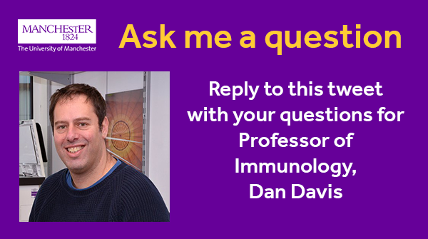 OfficialUoM's tweet photo. Over the next few weeks we’ll be introducing you to some of our amazing researchers. 
We’ll soon be talking with Professor of Immunology @dandavis101 – author of The Beautiful Cure. 
Submit a question for his #lockdownlectures session by replying below. https://t.co/Dh7SM3fyXN