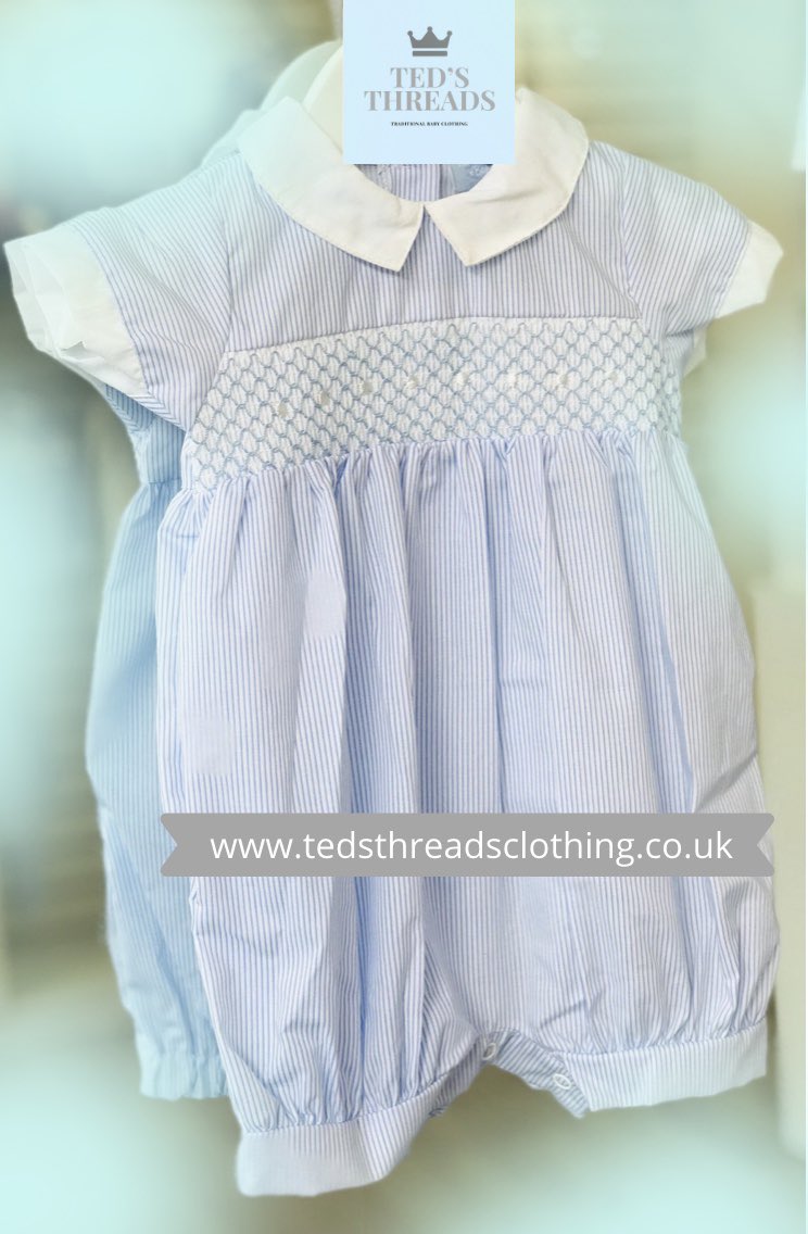ThreadsTeds's tweet photo. Baby boy smocked romper 💙 —- 0-3, 3-6, 6-9 —- blue or white —— £12.00 —- #baby #babyboy #smock #smocked #romper #babywear #babyclothing #prince #cute #traditional @ThreadsTeds https://t.co/lyQRV3OvyZ