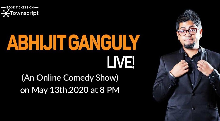 townscript's tweet photo. Abijit Ganguly #LIVE again 
Wednesday 13 May @ 8 pm

Book Tickets on #Townscript
Limited Passes Grab Now: https://t.co/qYHSdNTrZC

#Standup #Comedy #Home @AbijitG https://t.co/jqGZds4Epm