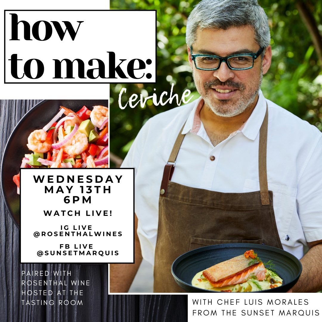 sunsetmarquis's tweet photo. The @SunsetMarquis’s restaurant, Cavatina, is partnering with @RosenthalWines to bring you this week’s Chef’s Notes Cooking Class. Chef Luis Morales will be preparing ceviche with a wine pairing from the Rosenthal Wine Bar &amp; Patio. A not-to-be-missed event on our Facebook Live! https://t.co/V5PEEyqrtG