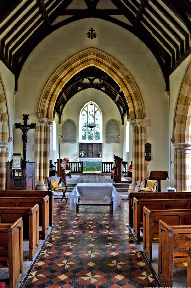 Oldpanks's tweet photo. Herefordshire Churches - N is for St Nicholas, Norton Canon. Rebuilt in delightful red brick over 14 years from 1703, using original 13th century footings and windows. Interior 'Victorianised' by William Chick 1867-8 and I really wish he hadn't. https://t.co/mdJKWmLQOM