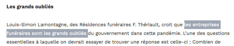 Puis arriva la deuxième ligne des grands oubliés -- les professionnels du tourisme, du nettoyage, des obsèques et avec eux ... les fleuristes?! 2/4