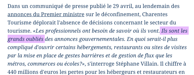 Puis arriva la deuxième ligne des grands oubliés -- les professionnels du tourisme, du nettoyage, des obsèques et avec eux ... les fleuristes?! 2/4