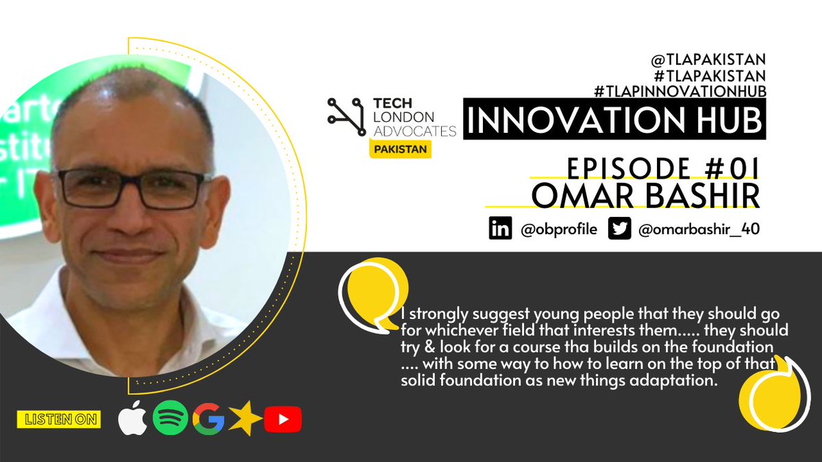 TlaPakistan's tweet photo. HAVE YOU LISTENED TO OUR #1stEpisode of #TLAPInnovationHUB? It talks about #2020Career choices, #PostCOVID19 job &amp; businesses scenario, so tune into your favourite platform today and hit PLAY.

#Youtube https://t.co/5vBA8Sb7nr
#ApplePodcast https://t.co/f8PCrOOex4 https://t.co/n9iPdbD6rJ