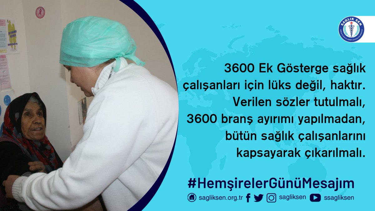 3600 ek göstergenin kapsamı tüm sağlık çalışanlarını içine alacak şekilde genişletilmeli, emeklilik şartları iyileştirilmelidir.
#HemşirelerGünüMesajım