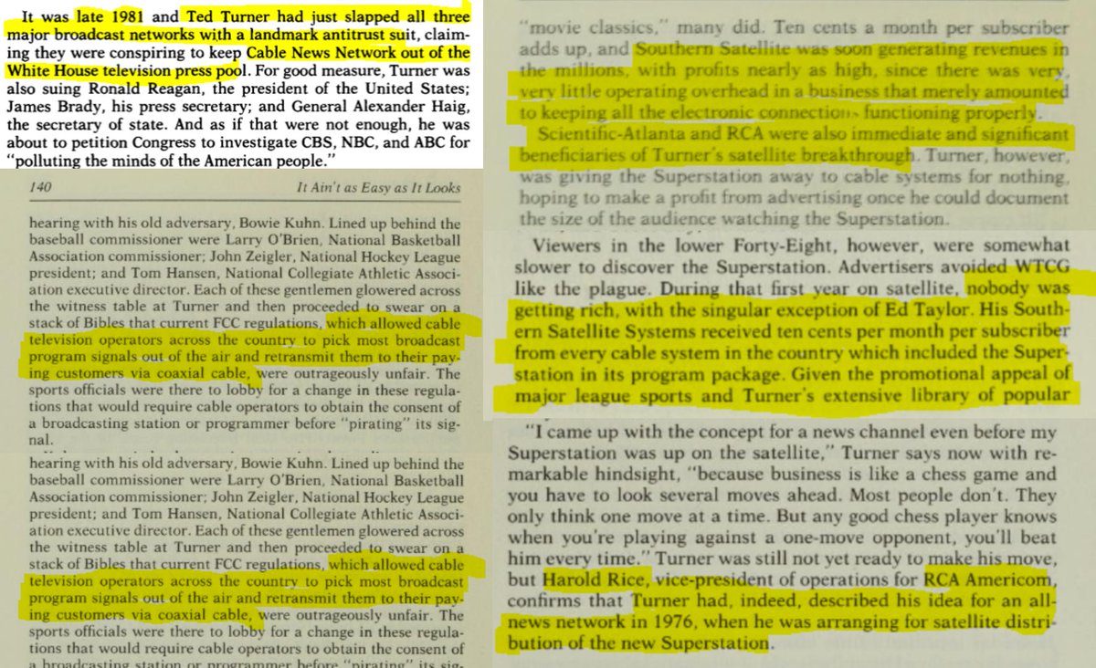 Sarnoff also served on the board of RCA, the same company that would develop the SATCOM satellites that Ted Turner used to dominate the news market with CNN & build HIS media empire (which RCA directly profited from).Sarnoff used RCA's tape recording tech in the same fashion.