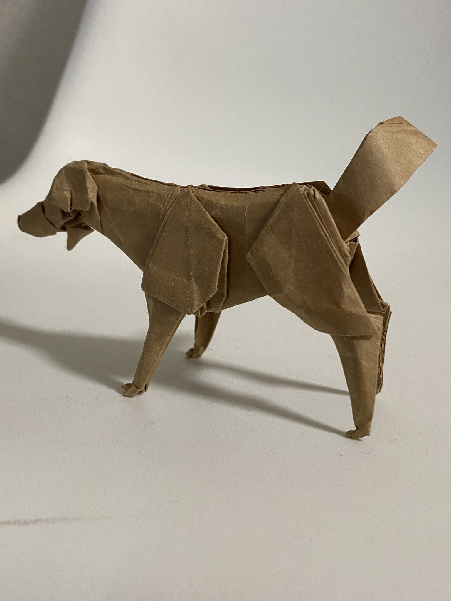 折り紙職人 ラブラドールレトリバー 萩原元さん Ikeaの包装紙35 使用 萩原元さんの作品集 Spirits Of Origami より 折るのは2回目です 前回より仕上げにかなり時間をかけました 難しい 折り紙作品 萩原元さん ラブラドールレトリバー