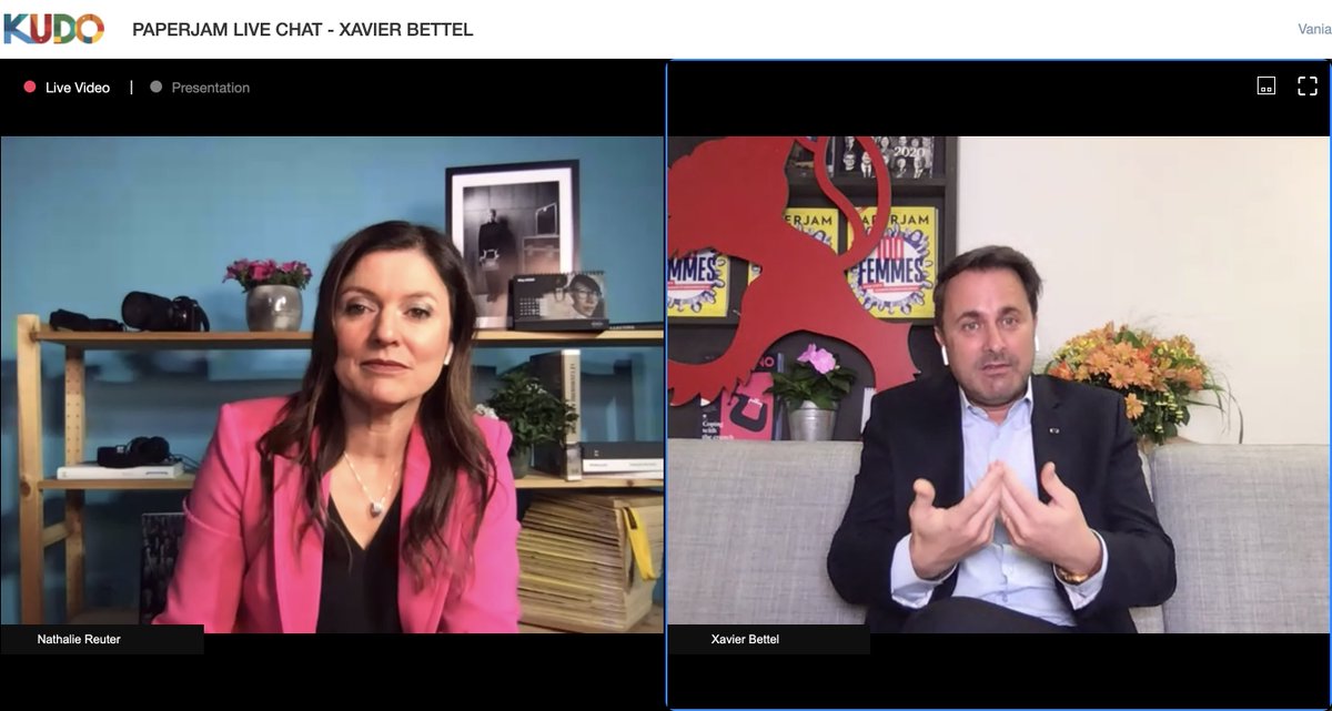 uel_lu's tweet photo. 🎙️"Mir brauchen #Wuesstem. Ouni Wuesstem gëtt et keng sozial Politik" seet den Premier @Xavier_Bettel am @Paperjam_lu #LiveChat https://t.co/CloK21KsxR