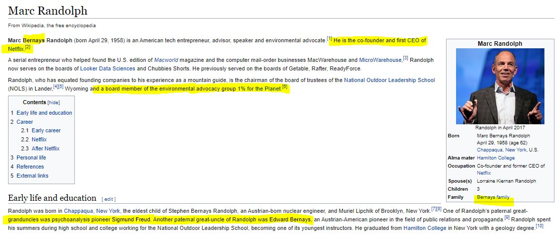 Seems like time & time again, cutting edge technology is deployed by intelligence in order to further their control on the media for propaganda.Speaking of new tech monopolies & propaganda, guess who founded/was first CEO ofNetflixFather of Propaganda Bernay's great-nephew