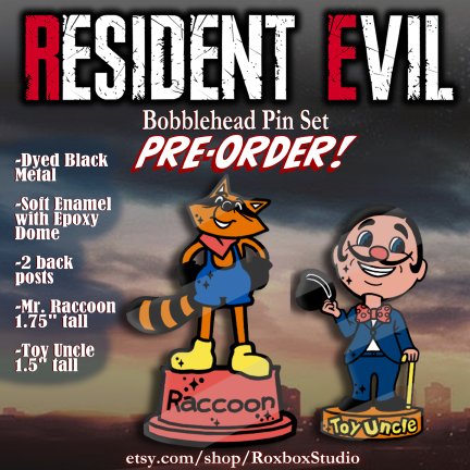 Happy to announce pin-preorders are LIVE on my etsy!
etsy.com/shop/RoxboxStu…
There's a set of #ResidentEvil character #pins, herbs, bobbleheads,&amp; an original design

#REBHFun #RE3 #RE2 #residentevil3 #ResidentEvil2 #re3remake #re2remake #jillvalentine #CarlosOliveira #leonkennedy