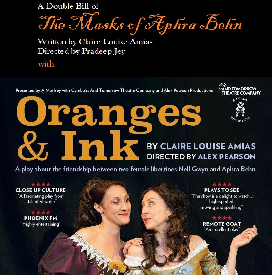 InkOranges's tweet photo. Coming soon... a double bill of Aphra plays #TheMasksofAphraBehn (written and perfomed by @ClaireLAmias, directed by Pradeep Jey) and #OrangesAndInk' (directed by @StarRedrum and co-starring @La_Lawrie) as part of the #OnlineFringe. #TheShowsMustGoOn #theatre #AphraBehn #NellGwyn https://t.co/WmphlNsojb
