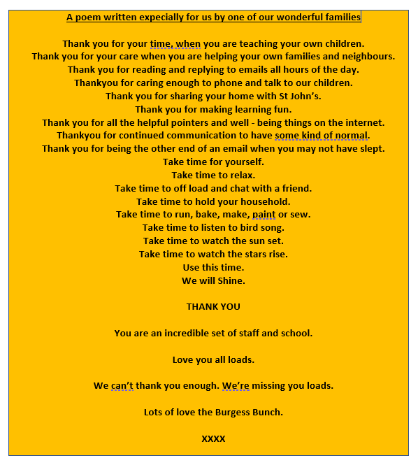 Stjohnscoventry's tweet image. We have just received the most wonderful email from one of our school families... It contained a poem, especially written for our team. Please take the time to click on the image and read it. We LOVE it! Thank-you so much. Another #actofkindness from our #schoolfamily #meansalot