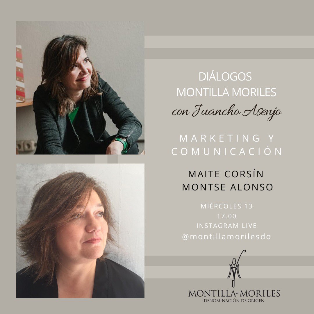 vinosdomm's tweet photo. El miércoles día 13 tenemos con nosotros a @maitecorsin y a @montsealonsowine que dialogarán con @juanchoasenjo sobre el futuro de nuestros vinos y sus posibilidades. Una sesión que te va a encantar! No te la pierdas! 🥂

#vivemontillamoriles https://t.co/KoNVfd8Kwi