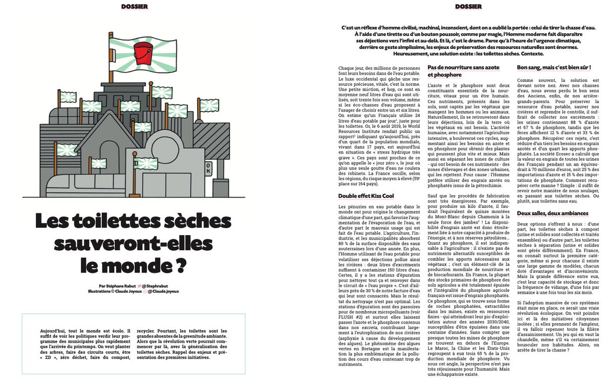 "Aujourd’hui, tout le monde est écolo. On veut planter des arbres, faire des circuits courts, être #zerodechet, faire du compost, recycler. Mais la révolution verte pourrait commencer par les #toilettessèches, grandes absentes de la greenitude ambiante."