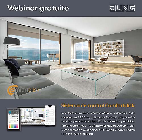 RevistaLuminica's tweet photo. Mañana 13 de mayo, @Jung_Iberica Jung 8º #Webinar. Dirigido a integradores, instaladores, ingenierías, y para todos aquellos profesionales o usuarios que quieran conocer más sobre #Comfortclick, servidor para automatización de viviendas y edificios
https://t.co/FCcnJlSGK2 https://t.co/2plU791xvW