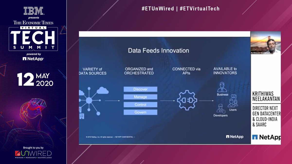 ET_Edge's tweet photo. #ETUnWired #ETVirtualTech | "#Data feeds #innovation. It is the bedrock of how companies are going to survive in the next decade &amp; beyond", quotes Krithiwas Neelakantan, Director Next-Gen Datacenter &amp; Cloud for India &amp; SAARC, NetApp

Watch his address: https://t.co/tcEaCvaKo7 https://t.co/V0XeBEZMkV