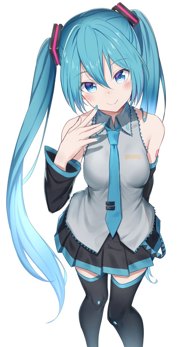 hatsune miku 1girl solo long hair twintails skirt thighhighs necktie  illustration images